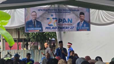 Sempena Milad ke-27 PAN Sekaligus HUT RI ke-80 Tahun, DPD PAN Kampar Bagikan 500 Paket Sembako