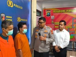 Pelaku Cabul Dihadapkan Kapolres Kampar Kepada Awak Media Saat Press Release